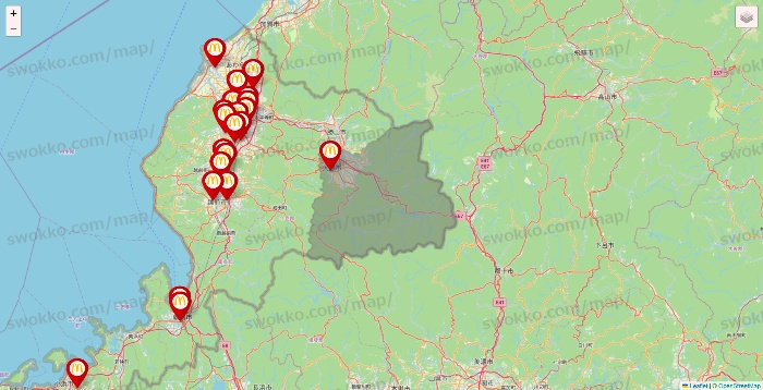 福井県のマクドナルドの店舗地図