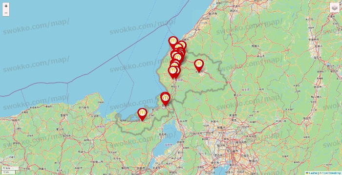 福井県のマクドナルドの店舗地図