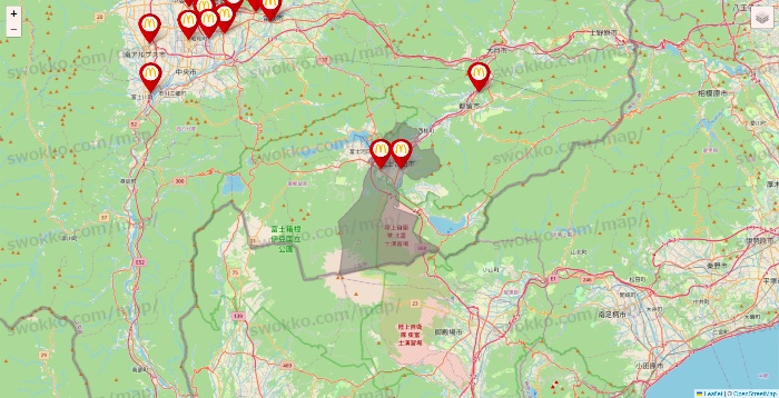 山梨県のマクドナルドの店舗地図