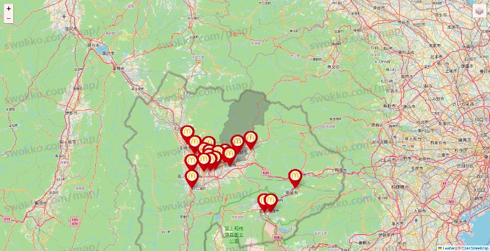 山梨県のマクドナルドの店舗地図