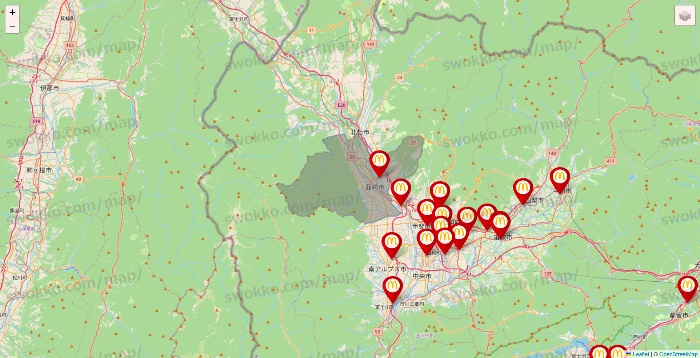 山梨県のマクドナルドの店舗地図