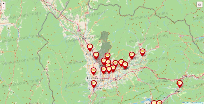 山梨県のマクドナルドの店舗地図
