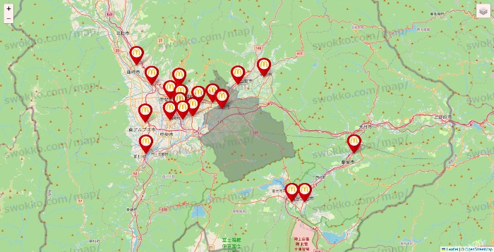 山梨県のマクドナルドの店舗地図