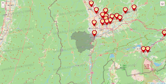 山梨県のマクドナルドの店舗地図