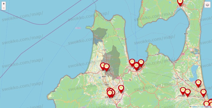 青森県のマクドナルドの店舗地図