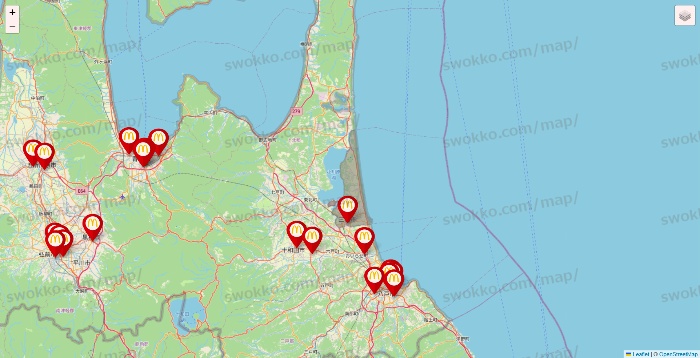 青森県のマクドナルドの店舗地図