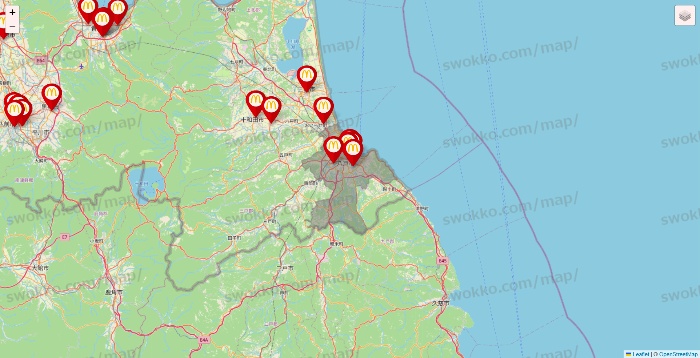 青森県のマクドナルドの店舗地図