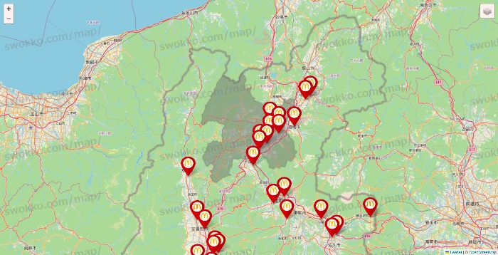 長野県のマクドナルドの店舗地図