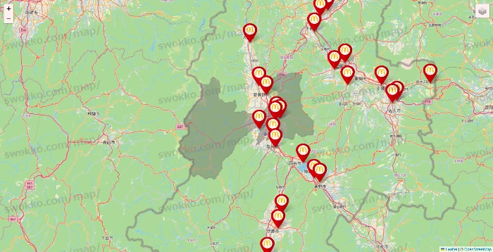 長野県のマクドナルドの店舗地図