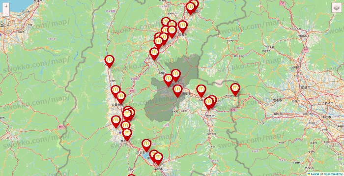 長野県のマクドナルドの店舗地図