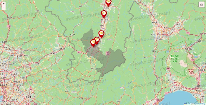 長野県のマクドナルドの店舗地図