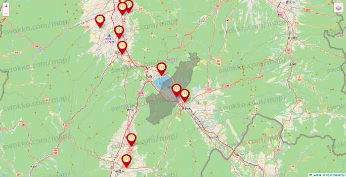 長野県のマクドナルドの店舗地図