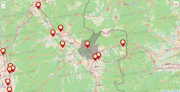 長野県のマクドナルドの店舗地図