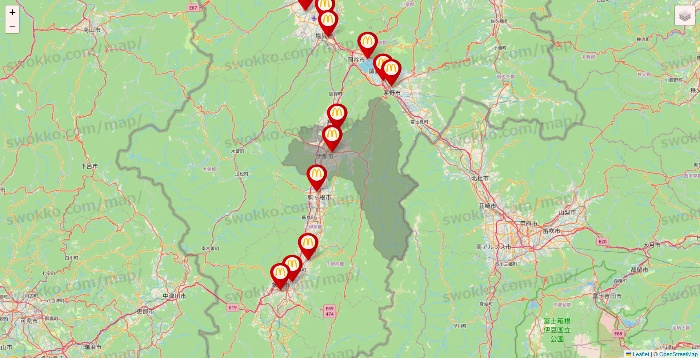 長野県のマクドナルドの店舗地図