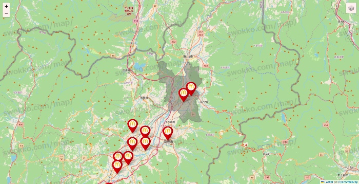 長野県のマクドナルドの店舗地図