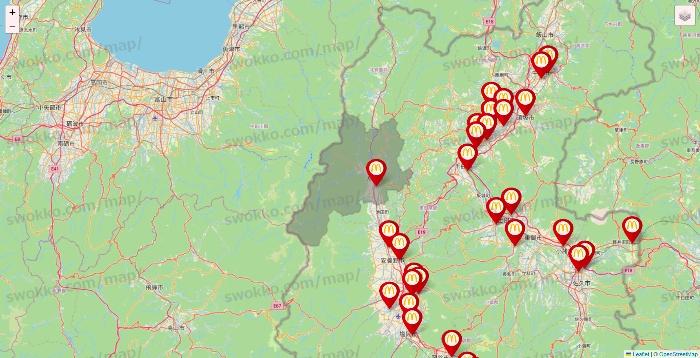 長野県のマクドナルドの店舗地図