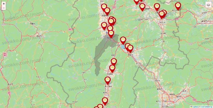 長野県のマクドナルドの店舗地図