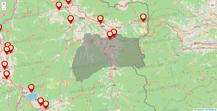 長野県のマクドナルドの店舗地図