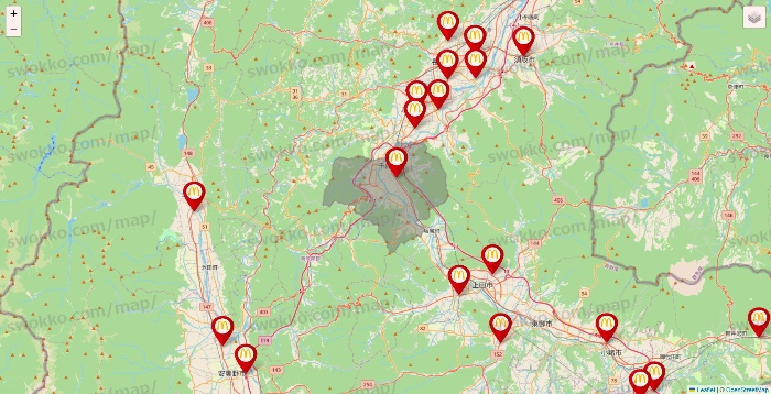 長野県のマクドナルドの店舗地図