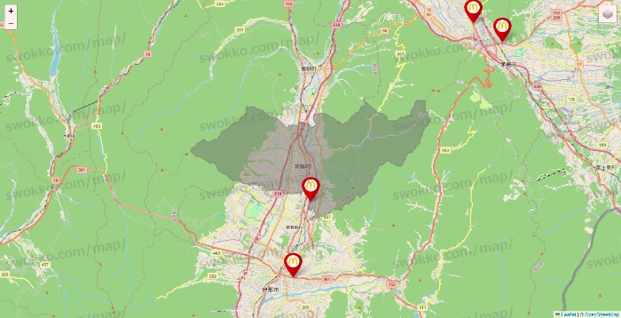 長野県のマクドナルドの店舗地図