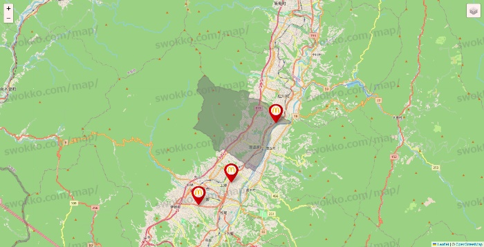 長野県のマクドナルドの店舗地図