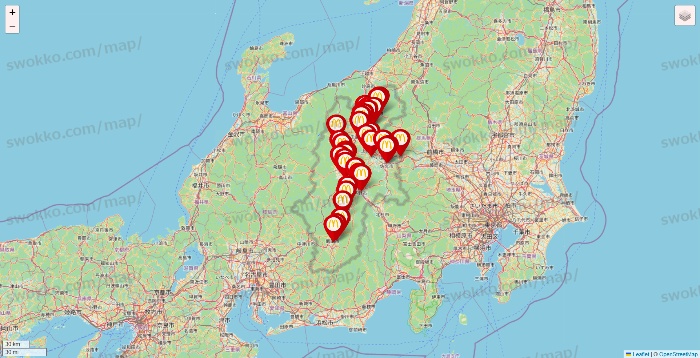 長野県のマクドナルドの店舗地図