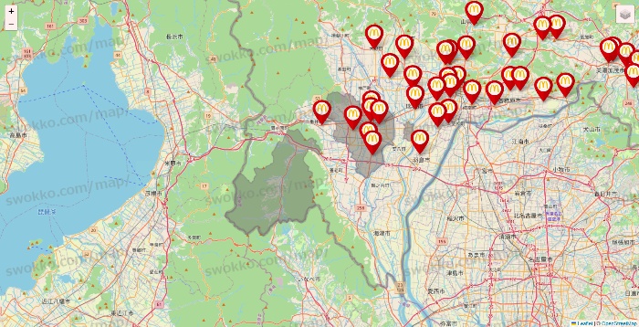 岐阜県のマクドナルドの店舗地図