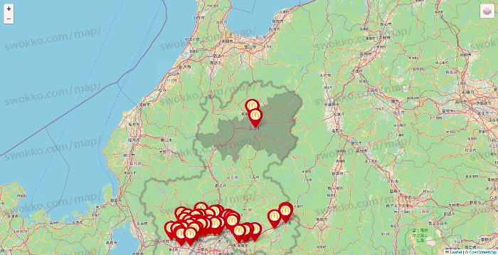岐阜県のマクドナルドの店舗地図