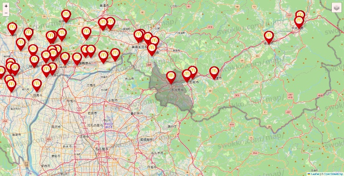 岐阜県のマクドナルドの店舗地図