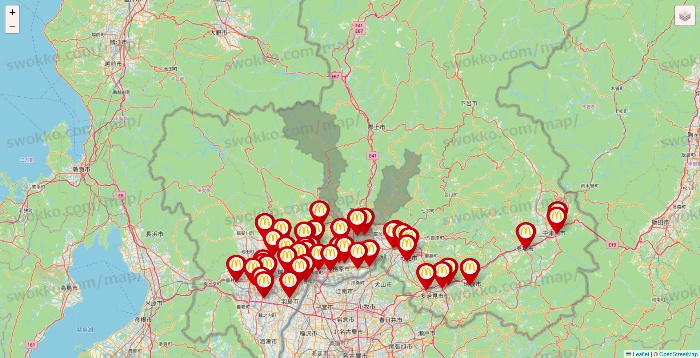 岐阜県のマクドナルドの店舗地図