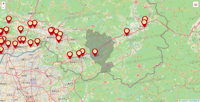 岐阜県のマクドナルドの店舗地図