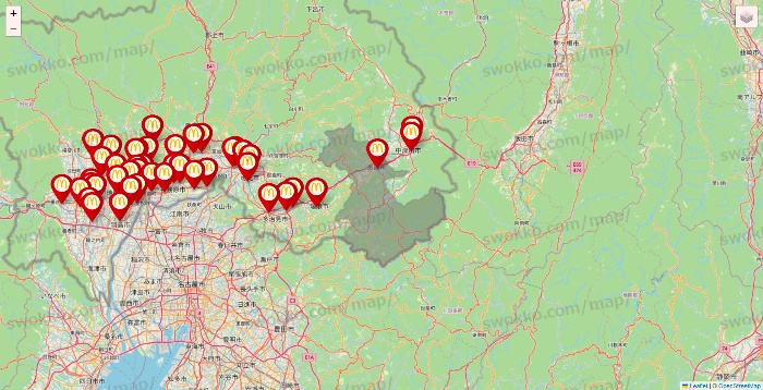 岐阜県のマクドナルドの店舗地図