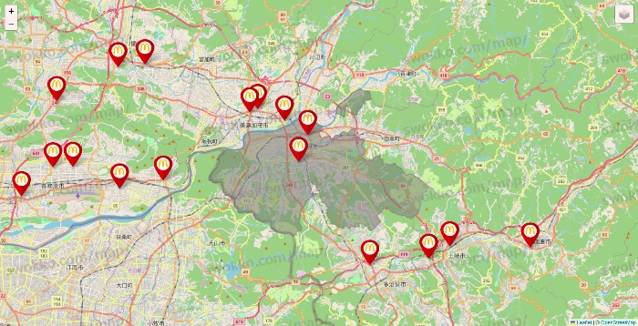 岐阜県のマクドナルドの店舗地図