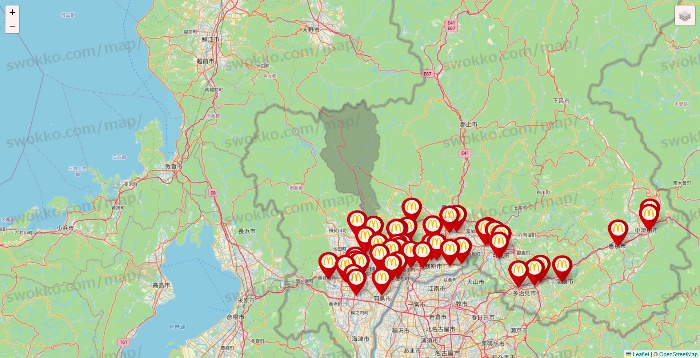 岐阜県のマクドナルドの店舗地図