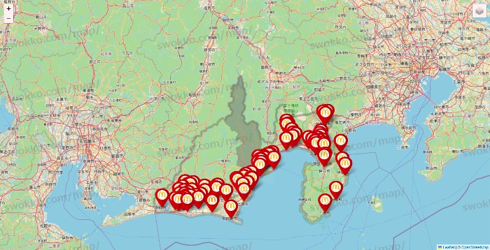 静岡県のマクドナルドの店舗地図