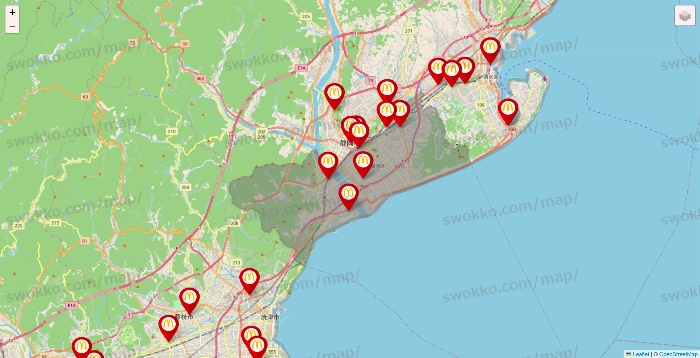 静岡県のマクドナルドの店舗地図