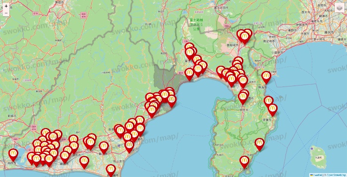 静岡県のマクドナルドの店舗地図