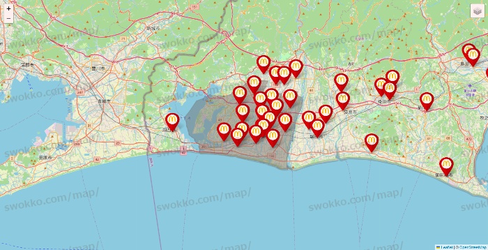 静岡県のマクドナルドの店舗地図