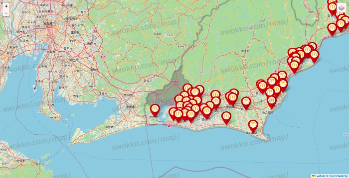 静岡県のマクドナルドの店舗地図