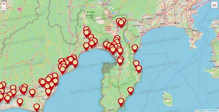 静岡県のマクドナルドの店舗地図