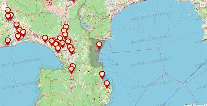 静岡県のマクドナルドの店舗地図