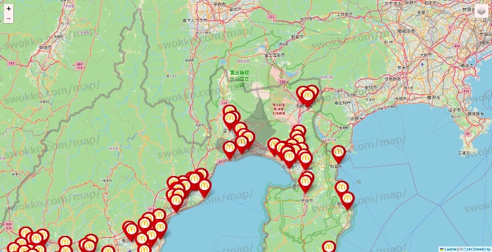 静岡県のマクドナルドの店舗地図