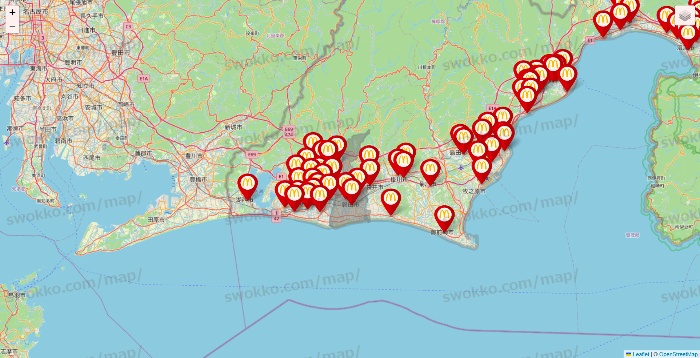 静岡県のマクドナルドの店舗地図