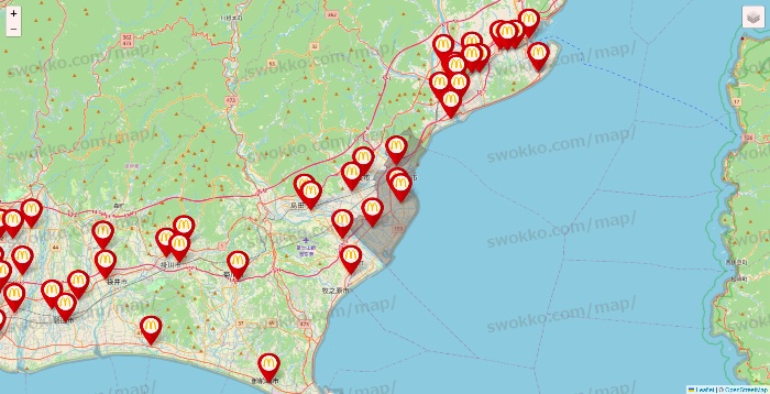 静岡県のマクドナルドの店舗地図