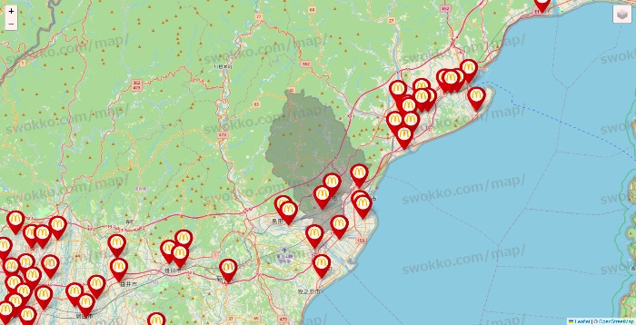 静岡県のマクドナルドの店舗地図
