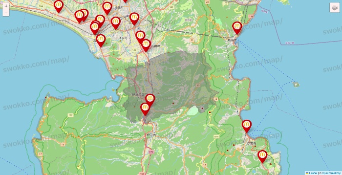 静岡県のマクドナルドの店舗地図