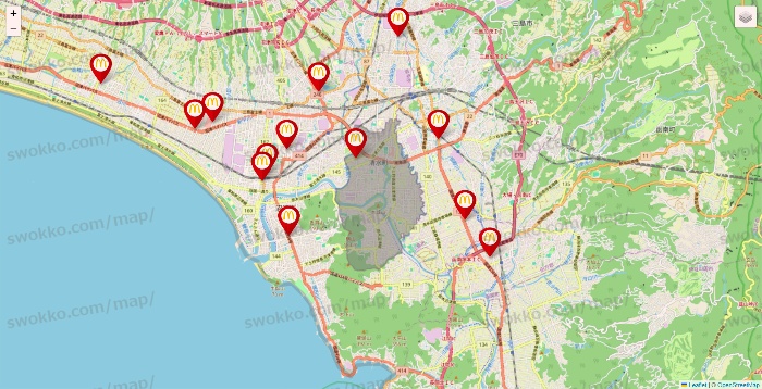 静岡県のマクドナルドの店舗地図