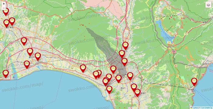静岡県のマクドナルドの店舗地図