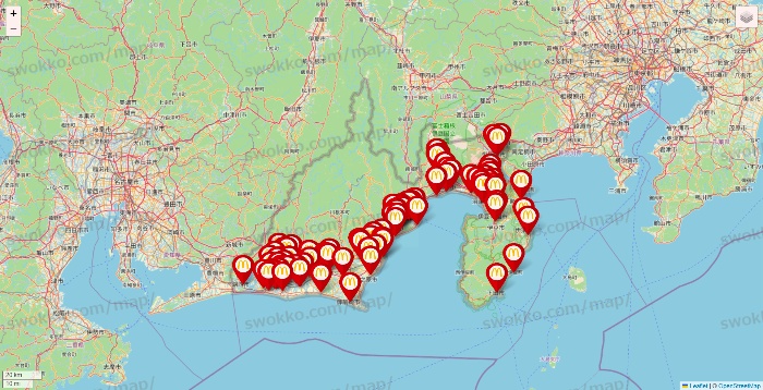 静岡県のマクドナルドの店舗地図