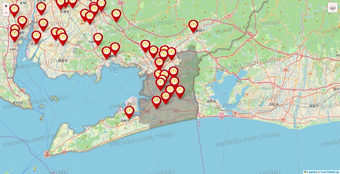 愛知県のマクドナルドの店舗地図